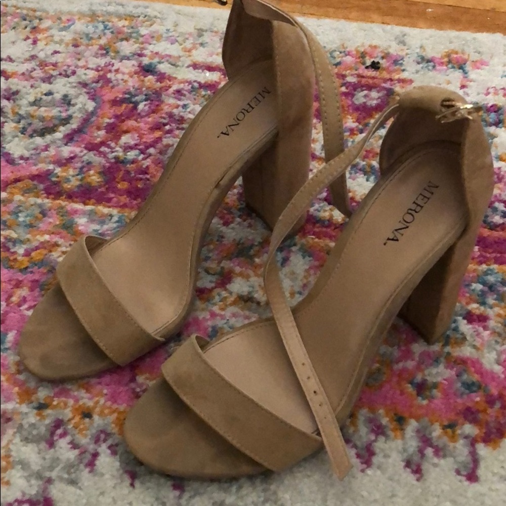 Nude block heel